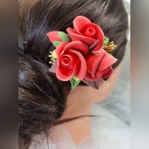 Handmade Salmon Pink Clay Hair Barrettes Unique Floral Hair Clip  Women Girls